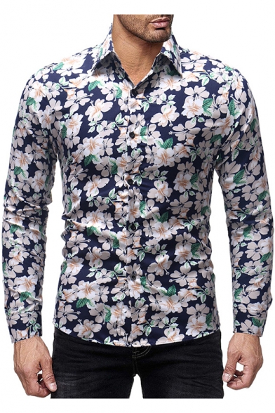 Unique Stylish Allover Floral Printed Men's Slim Fitted Shirt