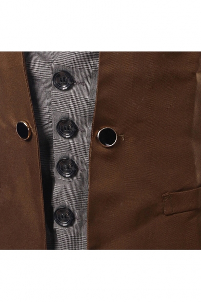 Men's Trendy Plaid Printed Inside Button Front Slim Fit Fake Two-Piece Suit Vest