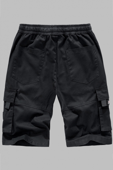 New Stylish Classic Flap Pockets Side Patched Drawstring Waist Mens Cotton Loose Cargo Shorts