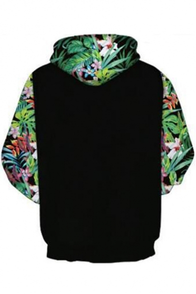 Popular Tropical 65 Forest Letter Printed Long Sleeve Black Loose Fit Unisex Drawstring Hoodie