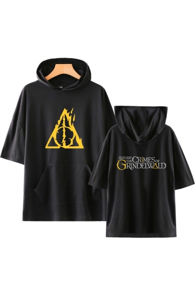 The Crimes of Grindelwald 2 Fashion Letter Logo Printed Short Sleeve Unisex Loose Casual Hooded T-shirt