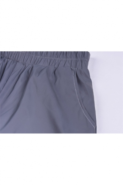 Women's New Stylish Elastic Waist Reflective Light Gray Sports Track Pants