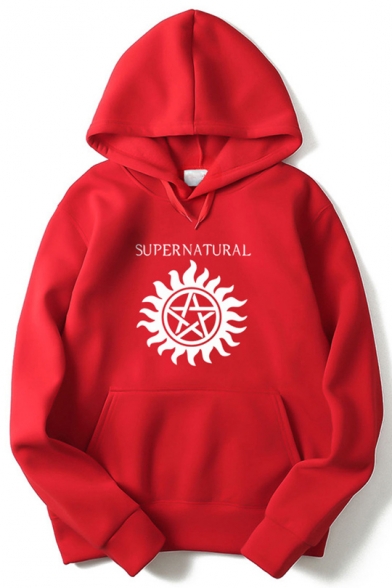 Fashion Logo Letter SUPERNATURAL Print Long Sleeve Unisex Casual Pullover Hoodie