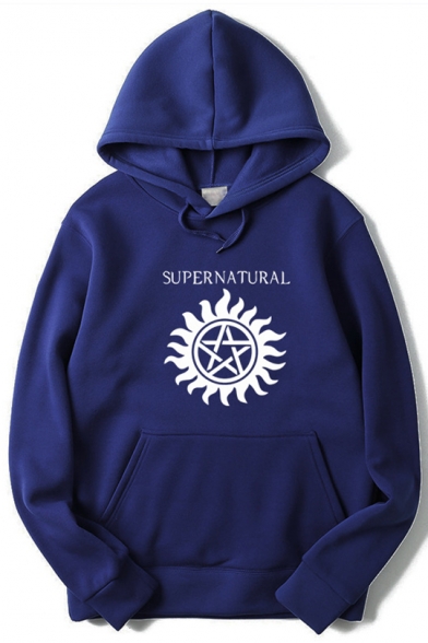 Fashion Logo Letter SUPERNATURAL Print Long Sleeve Unisex Casual Pullover Hoodie