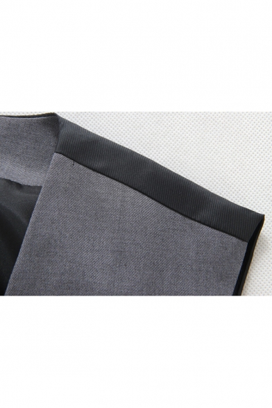 Men's Color Block Buckle Back Single Breasted Slim Fit Dark Grey Suit Vest