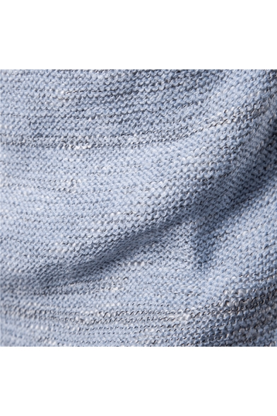 Mens New Stylish Plain Drawstring Hooded Slim Fit Longline Marled Knit Sweater