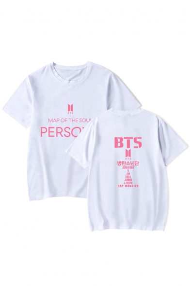Boy Band Popular Logo Letter PERSONA Printed Short Sleeve Casual Loose T-Shirt