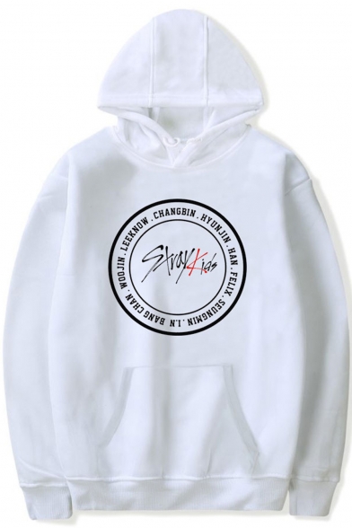 Boy Band New Stylish Letter Circle Printed Loose Fitted Unisex Pullover Hoodie