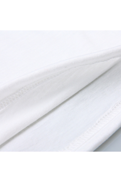 Summer Fashion Letter Doughnut Pattern Short Sleeve Casual White T-Shirt
