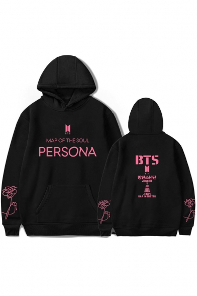 Boy Band Logo Simple Letter PERSONA Print Fashion Loose Fit Pullover Hoodie