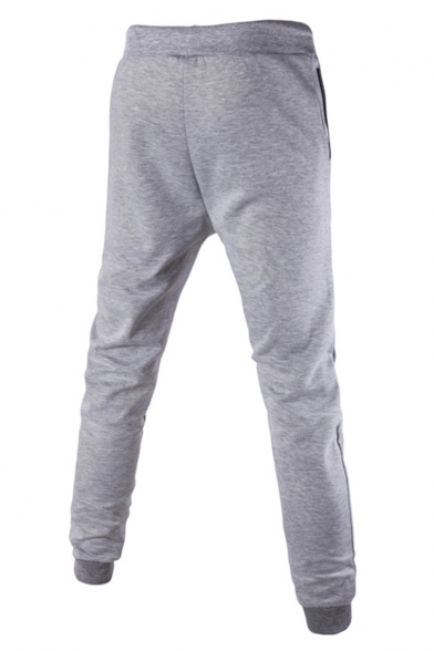 Guys Trendy Zip Embellished Colorblock Drawstring Waist Casual Sweatpants for Men