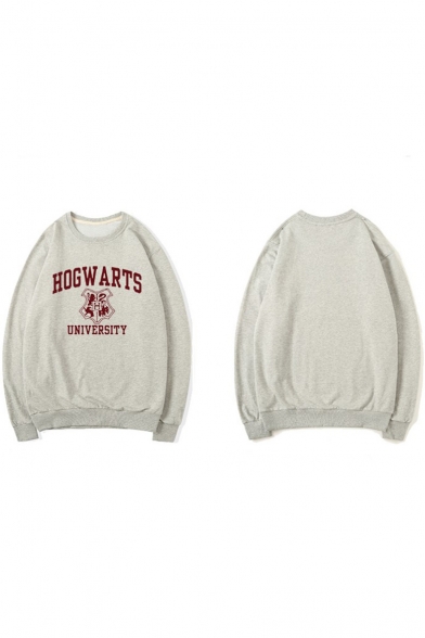 Harry Potter Letter HOGWARTS UNIVERSITY Logo Printed Round Neck Long Sleeve Unisex Loose Sweatshirt