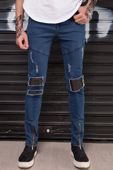 mens patched ripped jeans