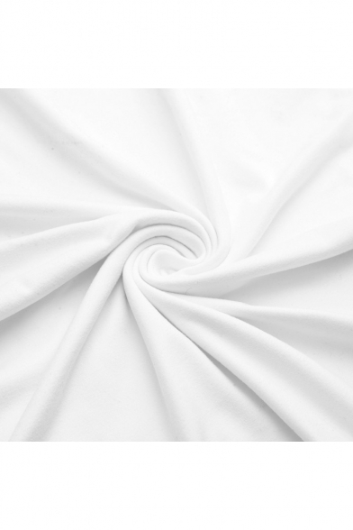 New Trendy Letter Graphic Printed Short Sleeve White Basic Cotton T-Shirt