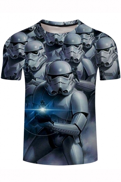 Cool 3D Soldier Printed Short Sleeve Classic Fit T-Shirt