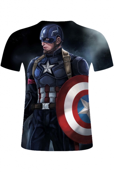 3D Cool Film Figure Printed Round Neck Short Sleeve Loose Casual T-Shirt