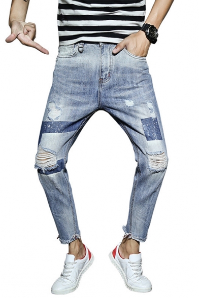 mens ripped jeans straight fit