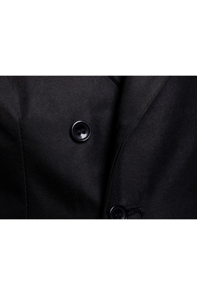 Men's Stylish Plain Button Front Notched Lapel Belt Back Suit Vest