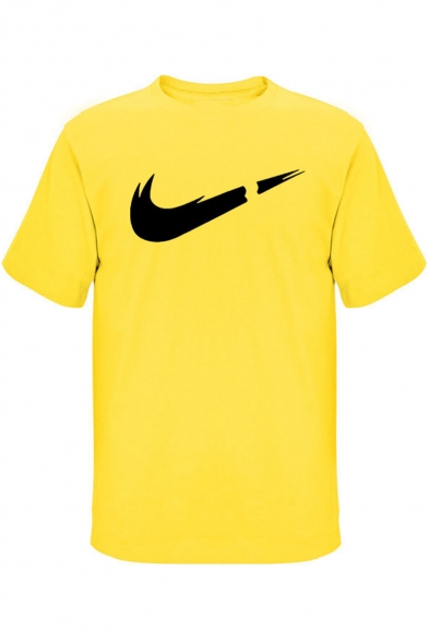 New Trendy Logo Pattern Round Neck Short Sleeve Casual T-Shirt