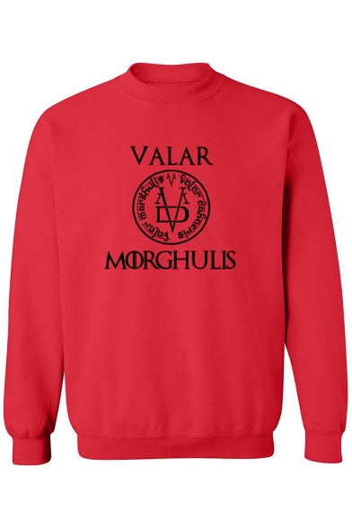 Game of Thrones Popular Letter VALAR MORGHULIS Graphic Print Long Sleeve Casual Loose Pullover Sweatshirt