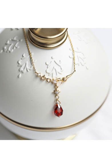 Harry Potter Popular Drip-Shaped Red Diamond Silver Necklace