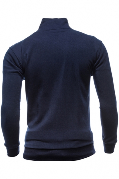 New Fashion Solid Color Stand-Collar Long Sleeve Zip Front Fitted Sweatshirt