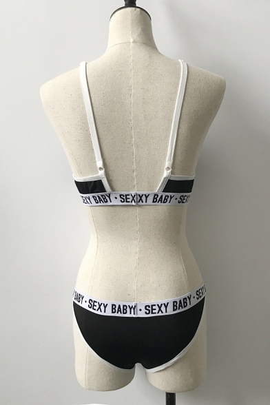 Popular SEXY BABY Letter Printed Spaghetti Straps Sexy Bra Co-ords