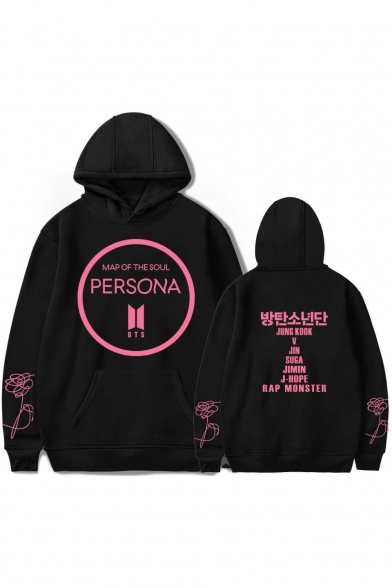 Boy Band Popular Letter PERSONA Pattern Basic Long Sleeve Pullover Loose Relaxed Hoodie
