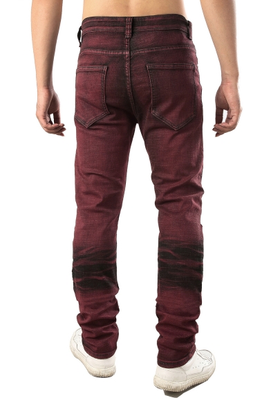 maroon ripped jeans
