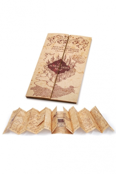Harry Potter Unique Letter Castle Print Khaki Marauders Map