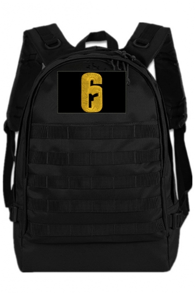 New Popular Number 6 Embroidery Velcro Patched Large Capacity USB Charging Backpack