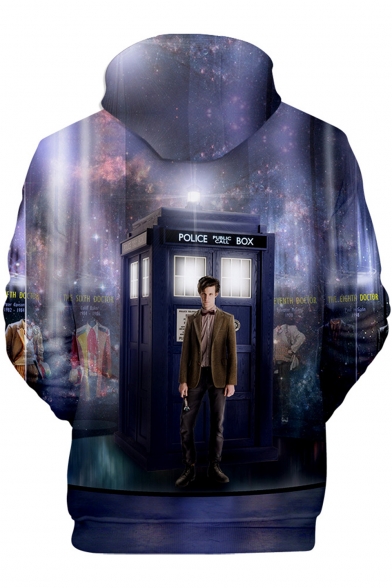 Doctor Who 3D Galaxy Figure Printed Long Sleeve Cosplay Costume Unisex Purple Drawstring Hoodie