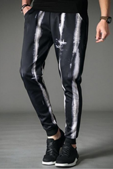 Mens Popular Fashion Printed Black Casual Sporty Pants