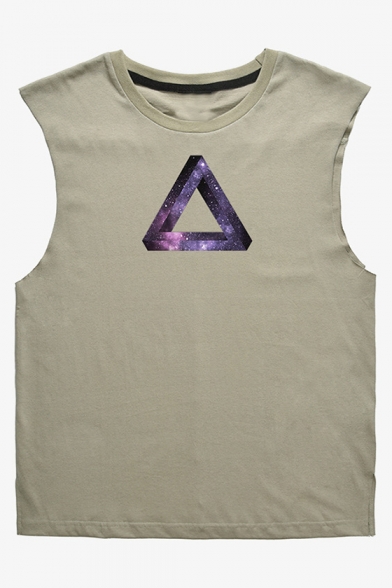 Street Style Galaxy Triangle Printed Sleeveless Unisex Cotton Tank
