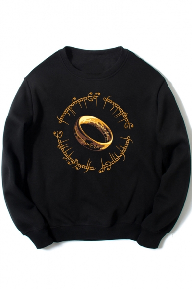 The Lord of the Rings One Ring Pattern Unisex Loose Fit Black Pullover Sweatshirt