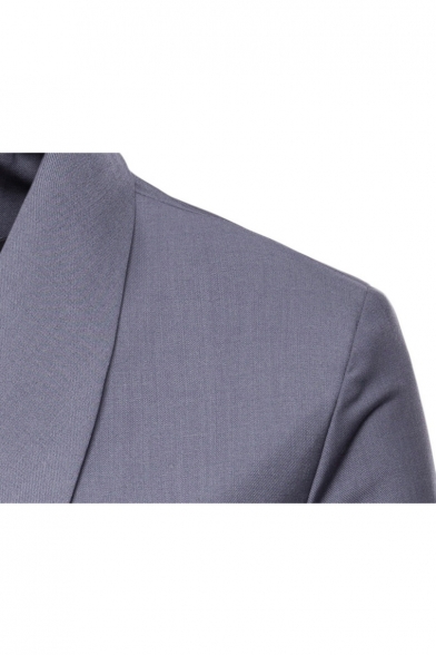 Vintage Plain Shawl Collar Double-Breasted Long Sleeve Mens Blazer Coat