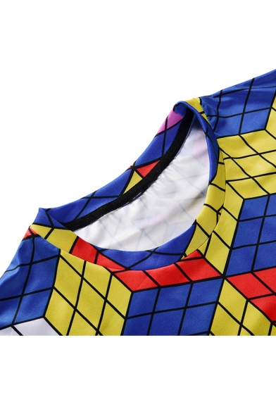 Summer Cool 3D Magic Cube Printed Short Sleeve Round Neck T-Shirt