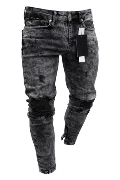 black distressed cropped jeans