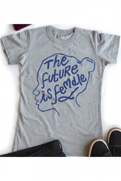 Street Style Letter THE FUTURE IS FEMALE Short Sleeve Cotton T-Shirt