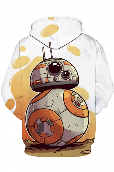 Star Wars Popular Funny Robot Printed Casual Sport Pullover White Hoodie