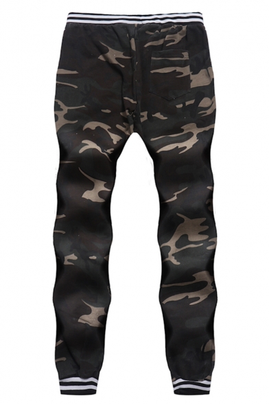 Men's New Stylish Classic Camo Pattern Drawstring Waist Casual Sport Pants