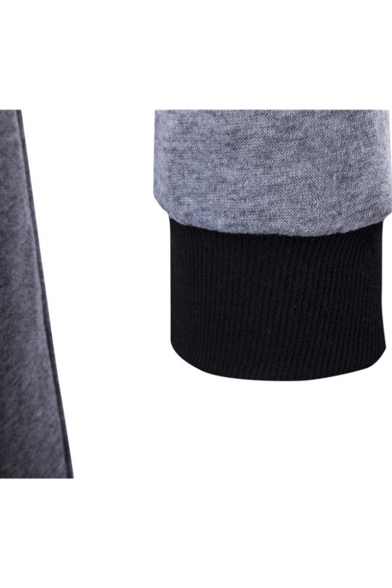 Men's Simple Solid Color Long Sleeve Hooded Zip Up Sport Loose Fitted Hoodie Jumpsuits