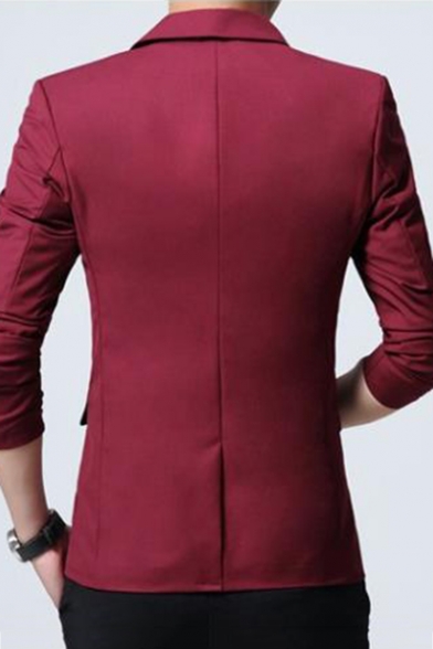 Men's Stylish Notched Lapel Solid Long Sleeve Double Button Casual Suit Blazer