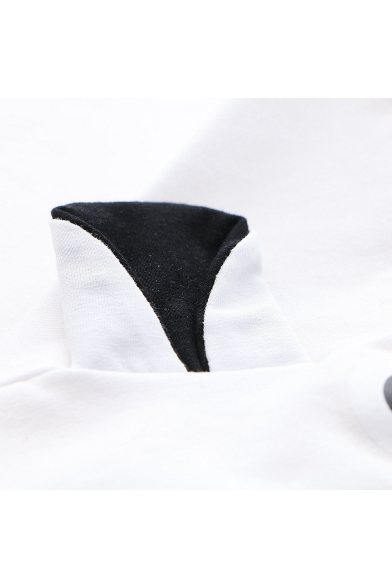 Cartoon Kumamon Printed Short Sleeve Cute Ear Loose Casual Hoodie T-Shirt