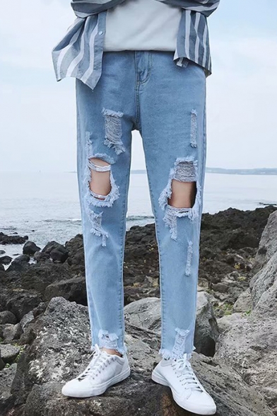 light colored ripped jeans