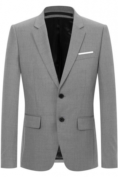 Men's Stylish Notched Lapel Solid Long Sleeve Double Button Casual Suit Blazer