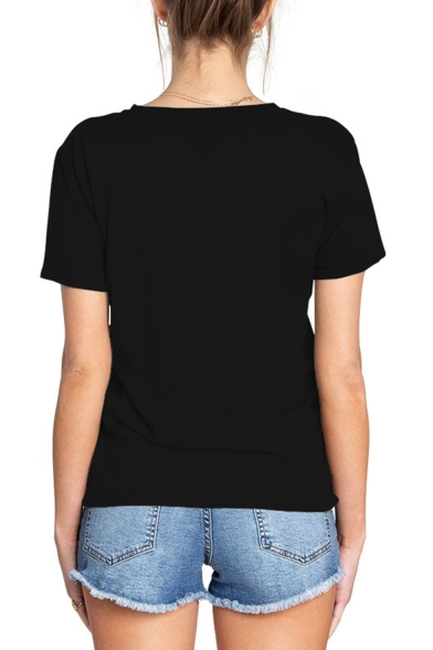 Popular Universe Black Hole Print Short Sleeve Sport Loose Black T-Shirt