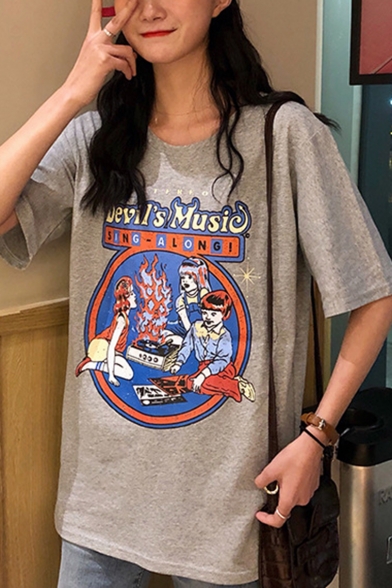 Summer Fashion DEVIL'S MUSIC Cotton Loose Oversized Graphic T-Shirt