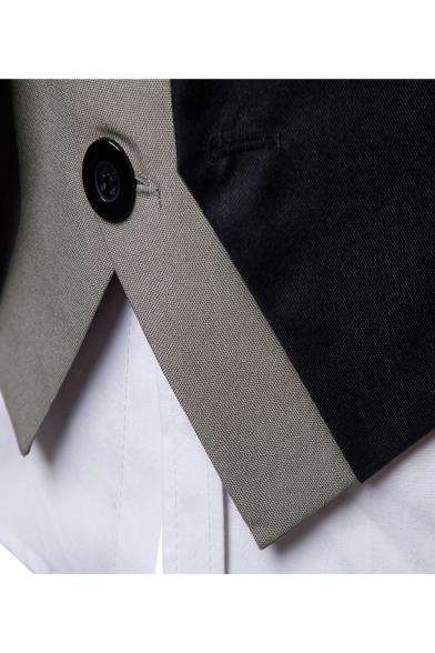 New Trendy Color Block Button Front Buckle Back Suit Vest for Men