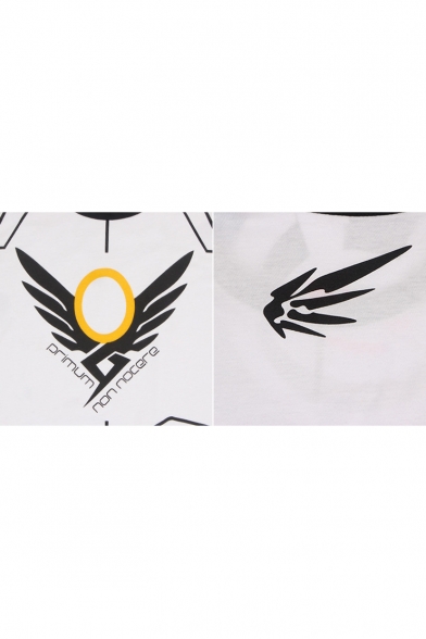 Overwatch DVA Game Letter Logo Pattern Round Neck Short Sleeve Casual T-Shirt